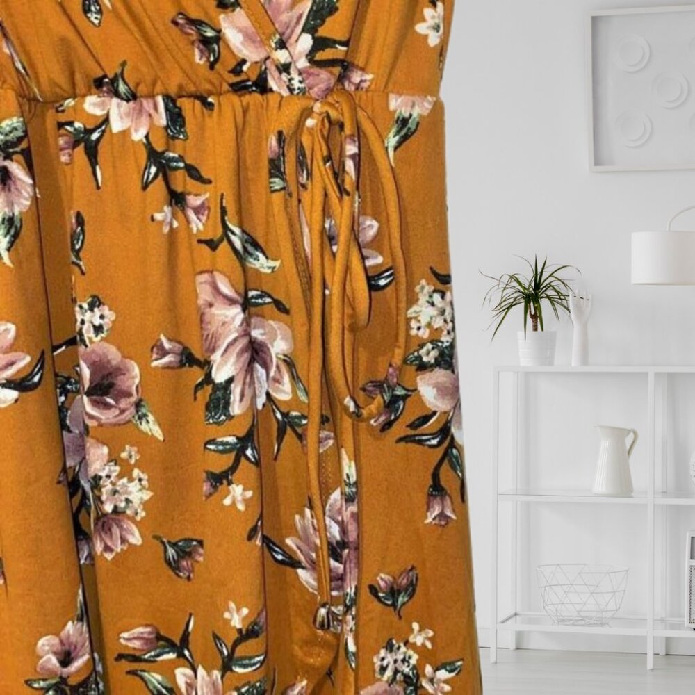 Love Fast Live Hard Boho Floral Faux Wrap Dress L Summer Festival - Picture 4 of 7
